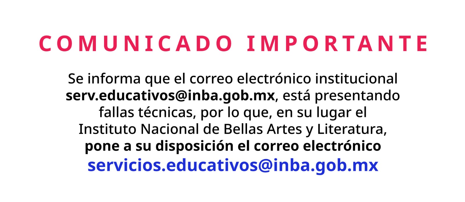 Nuevo correo electrónico Servicios Educativos